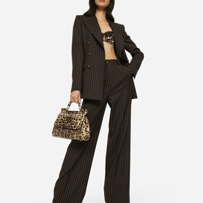 Dolce & Gabbana Double-breasted Pinstripe Wool Turlington Jacket In Multicolor
