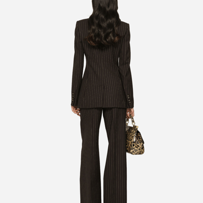 Dolce & Gabbana Double-breasted Pinstripe Wool Turlington Jacket In Multicolor