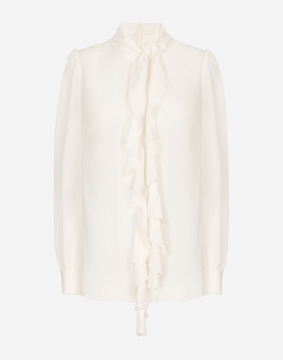Shop Dolce & Gabbana Georgette Blouse With Ruches In White