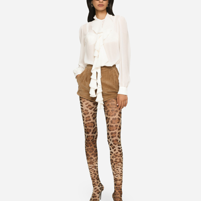 Shop Dolce & Gabbana Georgette Blouse With Ruches In White