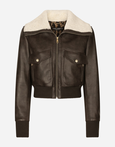 Shop Dolce & Gabbana Faux Leather And Sheepskin Jacket In Multicolor
