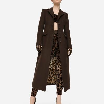 Shop Dolce & Gabbana Chenille Leggings With Jacquard Leopard Design In Multicolor