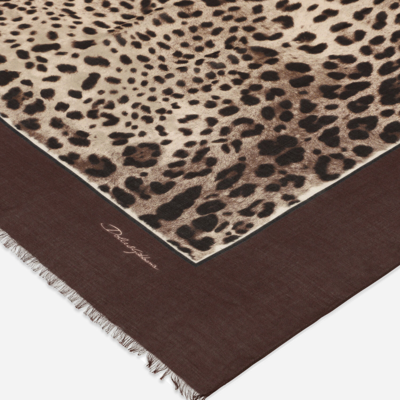 Shop Dolce & Gabbana Leopard-print Modal And Cashmere Scarf (135x200) In Brown