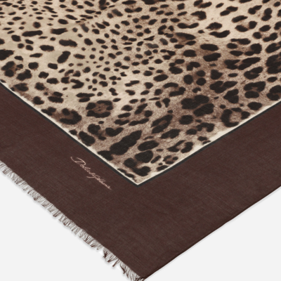 Dolce & Gabbana Leopard-print Modal And Cashmere Scarf (135x200) In Brown