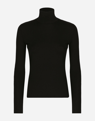 Dolce & Gabbana Cashmere And Silk Turtleneck Sweater In Black