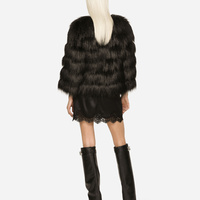Dolce & Gabbana Cropped-jacke Mit Faux Fur In Black