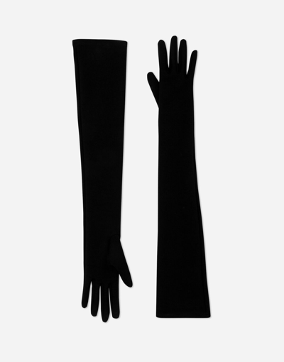 Shop Dolce & Gabbana Long Jersey Gloves In Black