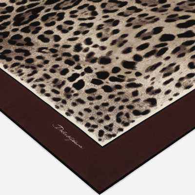 Shop Dolce & Gabbana Leopard-print Twill Scarf (90x90) In Brown