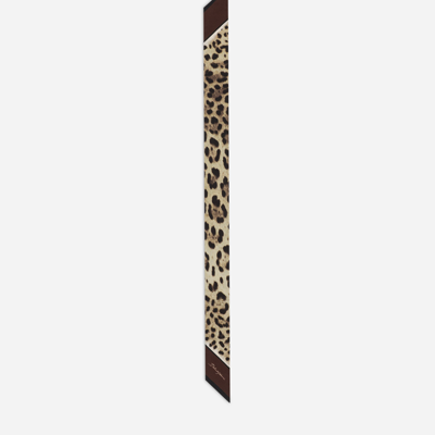 Shop Dolce & Gabbana Leopard-print Twill Headscarf (6x100) In Brown