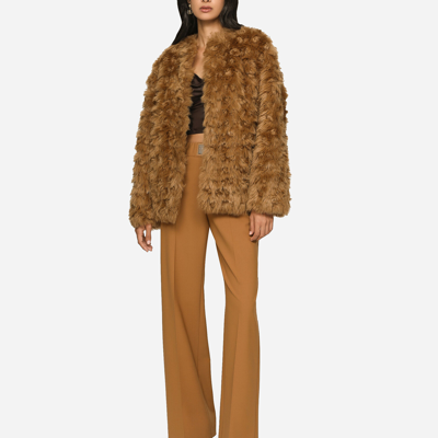Shop Dolce & Gabbana Faux Fur Jacket In Yellow