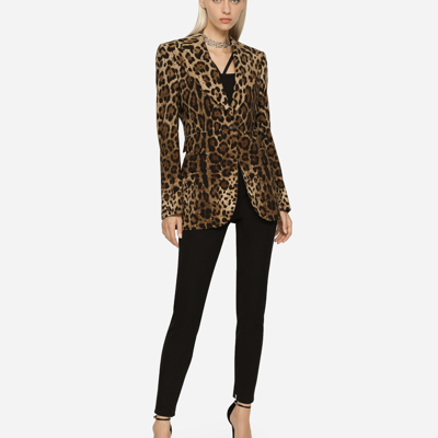 Shop Dolce & Gabbana Leopard-print Wool Turlington Jacket In Animal Print