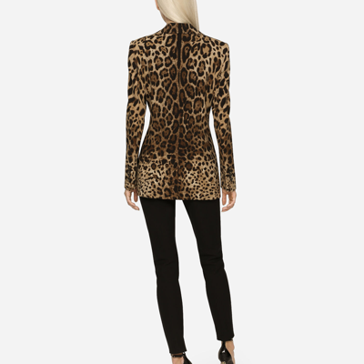 Shop Dolce & Gabbana Leopard-print Wool Turlington Jacket In Animal Print