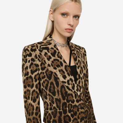 Shop Dolce & Gabbana Leopard-print Wool Turlington Jacket In Animal Print