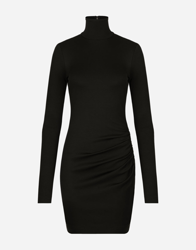Shop Dolce & Gabbana Short Jersey Milano Rib Dress In Black