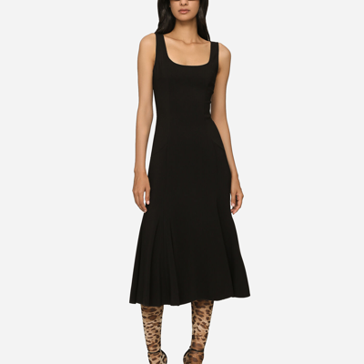 Shop Dolce & Gabbana Calf-length Cady Dress In Black