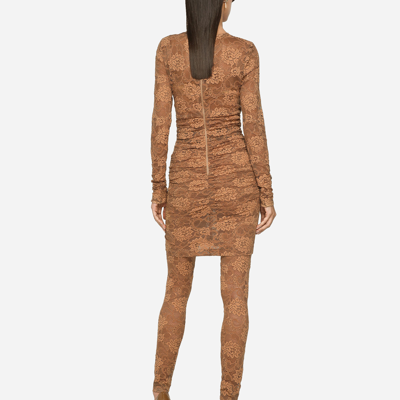 Dolce & Gabbana Lace Dress In Beige