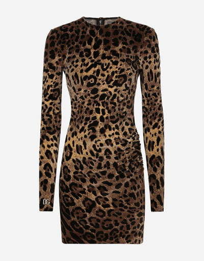 Dolce & Gabbana Short Chenille Jacquard Dress In Multicolor