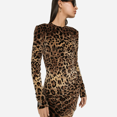 Dolce & Gabbana Short Chenille Jacquard Dress In Multicolor