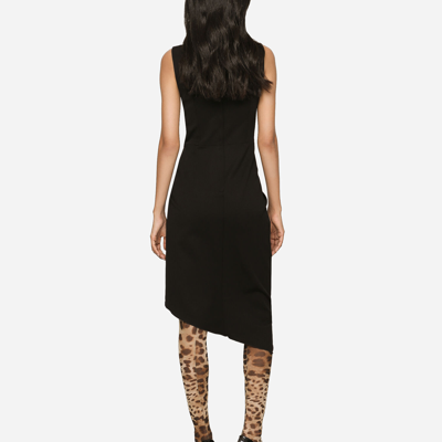 Shop Dolce & Gabbana Calf-length Dress In Jersey Milano Rib With Draping In Black