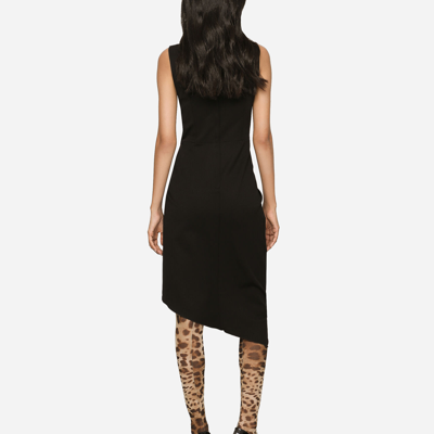 Dolce & Gabbana Calf-length Dress In Jersey Milano Rib With Draping In Black