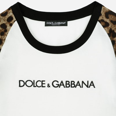 Shop Dolce & Gabbana Long-sleeved T-shirt With Dolce&gabbana Logo In White