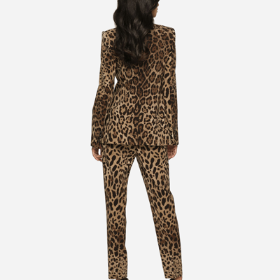 Shop Dolce & Gabbana High-waisted Pants In Leopard-print Wool In Animal Print