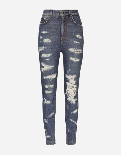 Shop Dolce & Gabbana Skinny-fit Jeans With Rips In Multicolor