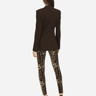 Shop Dolce & Gabbana Jersey Leggings With Jacquard Leopard Design In Multicolor