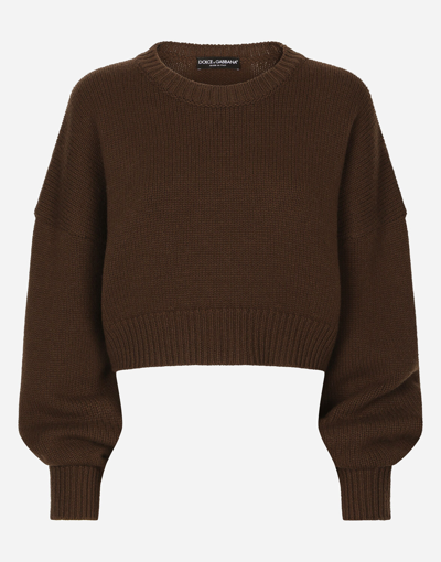 Shop Dolce & Gabbana Wool And Cashmere Round-neck Sweater In Brown