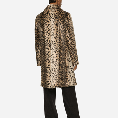 Shop Dolce & Gabbana Lynx-effect Jacquard Faux Fur Coat In Multicolor