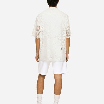 Shop Dolce & Gabbana Lace Hawaiian Shirt In White