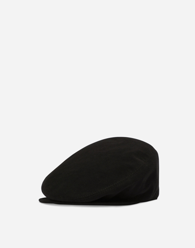 Shop Dolce & Gabbana Cotton Fustian Flat Cap In Black