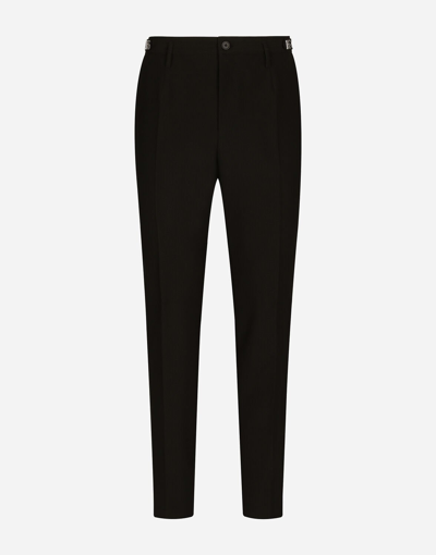 Shop Dolce & Gabbana Technical Fabric Pants With Metal Dg Logo In Black