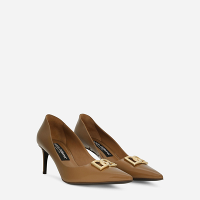 Dolce & Gabbana 65mm Logo-plaque Leather Pumps In Brown