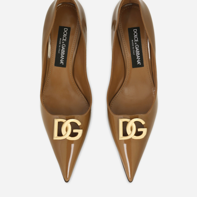 Dolce & Gabbana 65mm Logo-plaque Leather Pumps In Brown