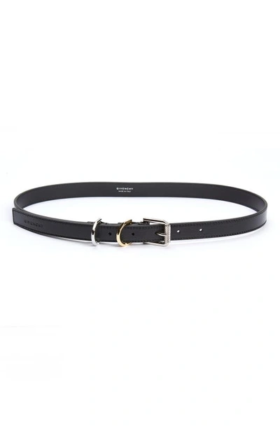 Shop Givenchy Voyou Leather Belt In 001-black