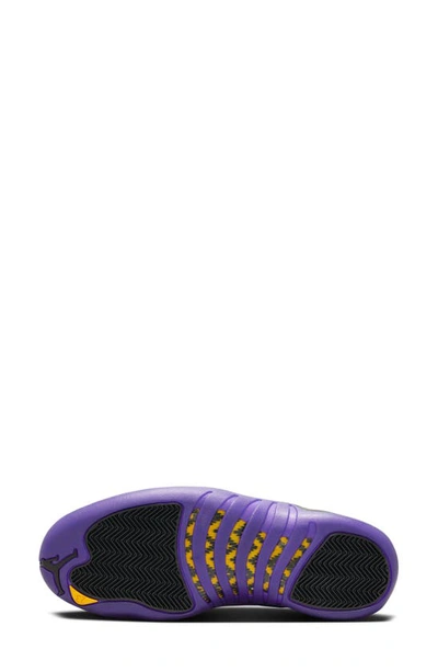 Shop Jordan Air  12 Retro Basketball Shoe In Black/ Field Purple/ Gold