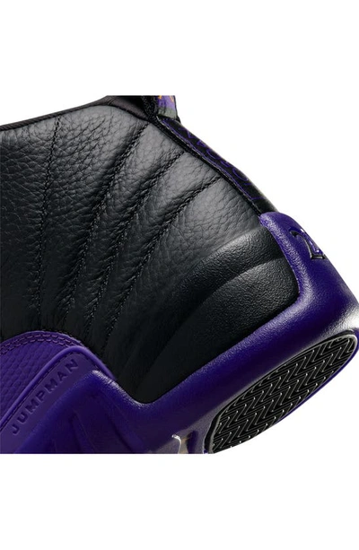 Shop Jordan Air  12 Retro Basketball Shoe In Black/ Field Purple/ Gold