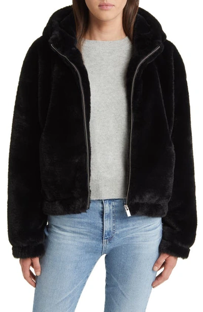 Shop Ugg Mandy Faux Fur Hooded Jacket In Tar