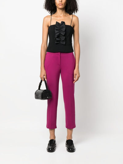 Pinko Ruffled-trim Spaghetti-strap Top In Black