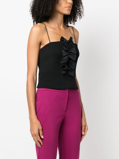 Pinko Ruffled-trim Spaghetti-strap Top In Black