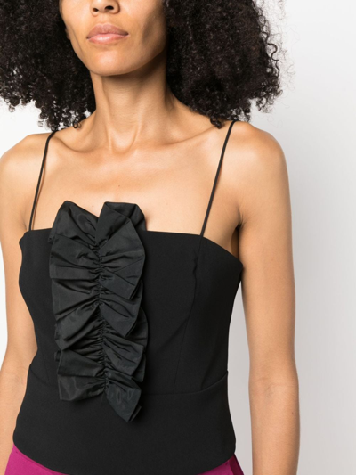 Pinko Ruffled-trim Spaghetti-strap Top In Black