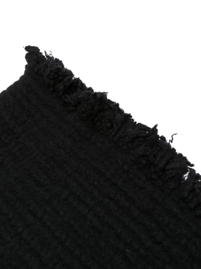 Shop Uma Wang Frayed-edge Virgin-wool Scarf In Black