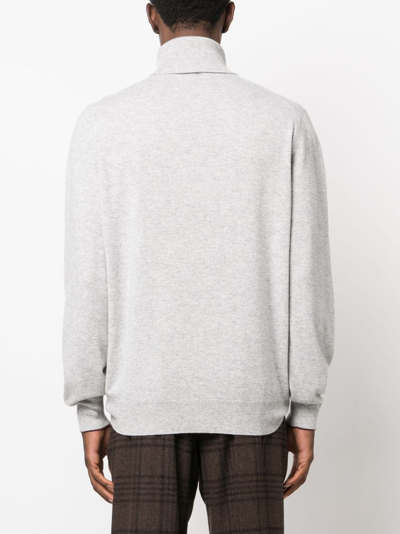 Shop Brunello Cucinelli Roll-neck Cashmere Jumper In Grey