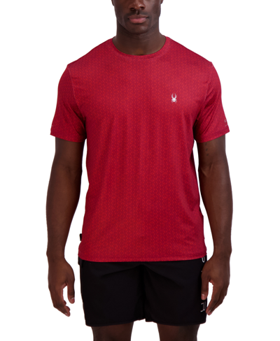 Shop Spyder Men's Printed Jersey Short Sleeve Rash Guard T-shirt In Biking Red