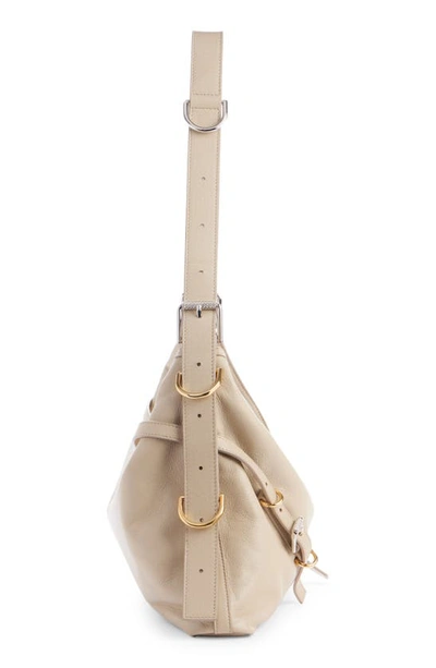 Shop Givenchy Medium Voyou Leather Hobo In Natural Beige