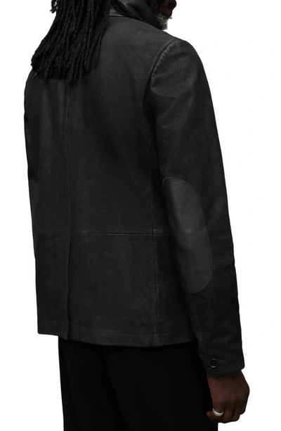 Shop Allsaints Survey Double Layer Leather Blazer In Black