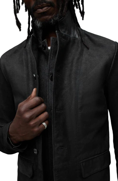 Shop Allsaints Survey Double Layer Leather Blazer In Black