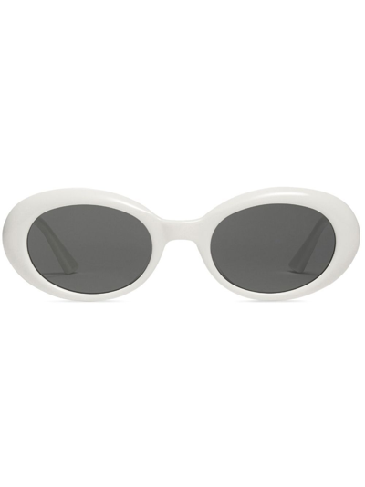 Shop Gentle Monster White La Mode Oval Sunglasses
