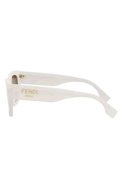 Shop Fendi Roma Rectangular Sunglasses In White / Brown